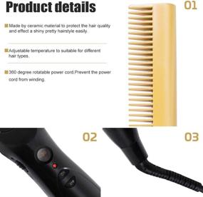 img 1 attached to 🔥 Gold Electric Hot Comb Hair Straightener - Anti-Scald Straightening Iron for Hair, Wigs, and Beards - Professional Styling Tool