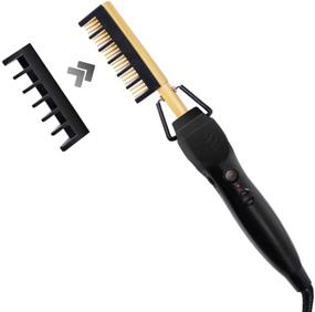 img 3 attached to 🔥 Gold Electric Hot Comb Hair Straightener - Anti-Scald Straightening Iron for Hair, Wigs, and Beards - Professional Styling Tool