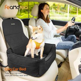 img 3 attached to FEANDREA Dog Car Seat and Bed for Small to Medium Dogs and Cats - Removable Washable Cover, Storage Pockets - Ideal for Cars and Home