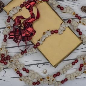 img 2 attached to 🍿 Ornativity Popcorn Cranberry Wooden Garland – Realistic Popcorn & Rustic Red Wood Bead Christmas Tree Decoration Strand