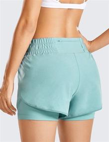 img 2 attached to 🏃 CRZ YOGA Women's Mid-Rise 2 in 1 Running Shorts - 3 inches - Zip Pocket & Liner Included