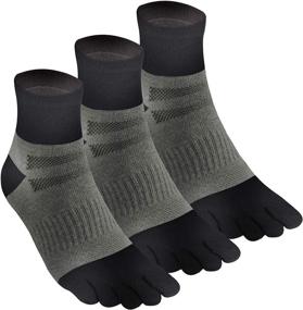 img 4 attached to 🏃 Comfortable Men's Cotton Toe Socks for Running - Set of 3 Pairs