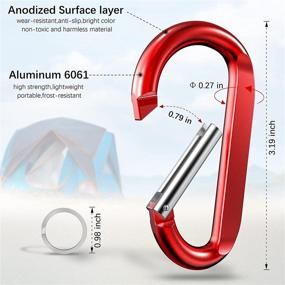 img 3 attached to 🔑 Sprookber 3" Carabiner Clip Keychain - Strong D Ring Caribeaner Clip Set for Bags/Buckles - Pack of 10