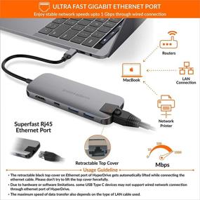 img 1 attached to HyperDrive USB-C Hub Dongle: 8-in-1 Multiport Adapter for MacBook, Ultrabook, 🔌 PC, C-USB Devices | Gigabit Ethernet, PD Charging, HDMI, Mini DP & more!