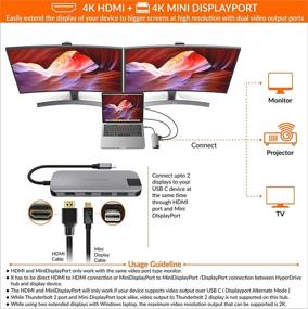 img 2 attached to HyperDrive USB-C Hub Dongle: 8-in-1 Multiport Adapter for MacBook, Ultrabook, 🔌 PC, C-USB Devices | Gigabit Ethernet, PD Charging, HDMI, Mini DP & more!