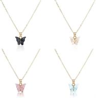 🦋 stunning 4pc acrylic butterfly necklace set for women: adjustable butterfly chain, cute butterflies design logo