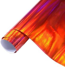 img 4 attached to XhuangTech Holographic Laser Red Chrome Car Vinyl Wrap Roll Self Adhesive Decal Sticker Film Sheet Air Bubble Free (60&#34