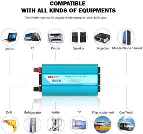 img 1 attached to BELTTT 1500W чистый синусоидальный инвертор питания 12V DC на 110 V AC - 4 розетки переменного тока, ЖК-дисплей, 1 порт USB для зарядки, пульт дистанционного управления (3000W пиковая мощность)