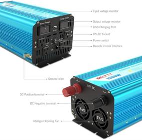 img 2 attached to BELTTT 1500W чистый синусоидальный инвертор питания 12V DC на 110 V AC - 4 розетки переменного тока, ЖК-дисплей, 1 порт USB для зарядки, пульт дистанционного управления (3000W пиковая мощность)