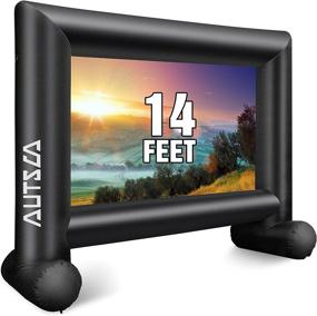 img 4 attached to 🎥 14-футовый надувной экран для кино на открытом воздухе: проекционный экран AUTSCA с вентилятором для накачивания, фиксаторами и сумкой для хранения