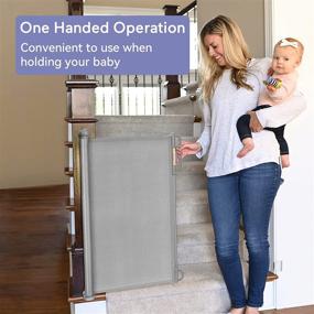 img 2 attached to 🚪 Momcozy Retractable Baby Gate, 33" Height, Expandable up to 55" Width, Child Safety Gates for Stairs, Doorways, Hallways, Indoors, Outdoors