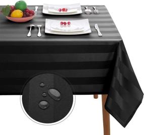 img 4 attached to 🖤 Classy Black Striped Rectangle Tablecloth for Elegant Décor