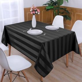 img 3 attached to 🖤 Classy Black Striped Rectangle Tablecloth for Elegant Décor