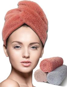 img 4 attached to 🧖 Women's Quick Dry Hair Towel Wrap - Microfiber Hair Drying Turban for Curly Hair/ Long Hair - 3 Pack of Long Hair Drying Towels (10×26 inch)