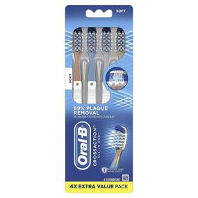 img 4 attached to 🦷 Oral-B CrossAction All In One Manual Toothbrush, Soft, 4 count - Ultimate Dental Care Bundle