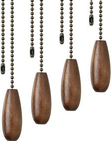img 1 attached to 🪶 Ceiling Fan Chain Pulls – Set of 4 Wooden Extension Pulls in Walnut Color for Ceiling Light, Lamp, and Fan Chains