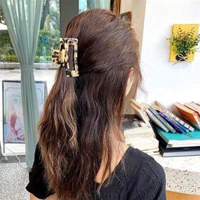 img 1 attached to 🐆 Leopard Print Hair Claw Clips for Women - Large Tortoise Claw Hair Clips, Acrylic Rectangle Hair Clip - Non-Slip Ponytail Holder with Strong Hold - Catch Barrette for Long & Short Hair (Medium Size)