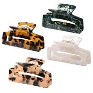 🐆 leopard print hair claw clips for women - large tortoise claw hair clips, acrylic rectangle hair clip - non-slip ponytail holder with strong hold - catch barrette for long & short hair (medium size) logo