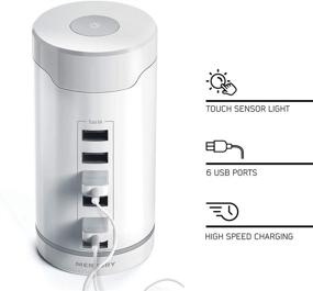 img 2 attached to 🔌 Multi-Port USB Charger with Touch Sensor Nightlight and Smart Identification - Merkury Innovations Universal Charging Station for Phones, Tablets, Kindle, and More