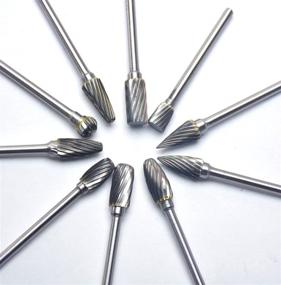 img 1 attached to 🔧 10Pcs Single Cut Tungsten Carbide Rotary Burr Set 1/8" Shank for Die Grinder Drill - Ideal Burs for Woodworking, Engraving, Polishing, and Drilling