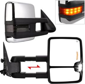 img 4 attached to 🚗 Power Heat Towing Mirrors for Silverado Avalanche Suburban Tahoe Sierra Yukon Cadillac 2003-2007 with LED Arrow Signal, Smoke Chrome PAIR