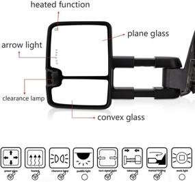 img 3 attached to 🚗 Power Heat Towing Mirrors for Silverado Avalanche Suburban Tahoe Sierra Yukon Cadillac 2003-2007 with LED Arrow Signal, Smoke Chrome PAIR