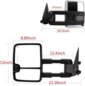 img 1 attached to 🚗 Power Heat Towing Mirrors for Silverado Avalanche Suburban Tahoe Sierra Yukon Cadillac 2003-2007 with LED Arrow Signal, Smoke Chrome PAIR