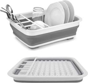 img 4 attached to 🧼 Portable Collapsible Dish Drying Rack and Organizer for Kitchen Counters, RVs, and Campers