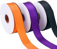 🎃 livder 3 rolls 1 inch double face satin ribbon: perfect for halloween party decor, gift wrapping, sewing & bow craft (orange, black, purple) logo