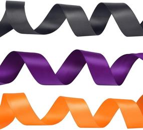 img 2 attached to 🎃 Livder 3 Rolls 1 Inch Double Face Satin Ribbon: Perfect for Halloween Party Decor, Gift Wrapping, Sewing & Bow Craft (Orange, Black, Purple)