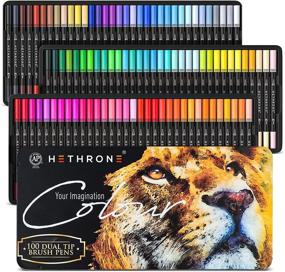img 4 attached to 🎨 Hethrone Markers for Adult Coloring - 100 Colors Dual Tip Brush Pens Art Markers Set with Fine Tip, Perfect for Calligraphy, Painting, Drawing, and Lettering (Includes 100 Colors Black)