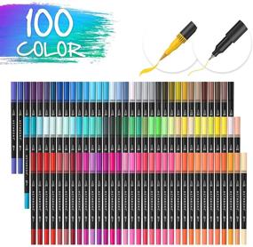 img 3 attached to 🎨 Hethrone Markers for Adult Coloring - 100 Colors Dual Tip Brush Pens Art Markers Set with Fine Tip, Perfect for Calligraphy, Painting, Drawing, and Lettering (Includes 100 Colors Black)