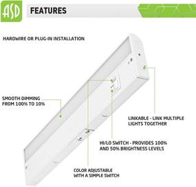 img 1 attached to 🌟 ASD LED Under Cabinet Lighting, 18 Inch, Dimmable, Hardwired or Plug-in Installation, 3 Color Temperature Selectable - 2700K/3000K/4000K, Linkable Kitchen Lights, 8W, ETL & Energy Star, White Finish - Enhanced SEO