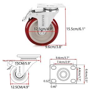 img 3 attached to 💪 ENJUCOM Stainless Steel Swivel Locking Casters | 1500 lbs Load Capacity