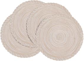 img 4 attached to 🍽️ Homing Round Placemats Set: Woven Heat Resistant Anti-Slid Cotton Mats for Dining Table - 14 Inch, Easy to Care, Mixed Color, Beige