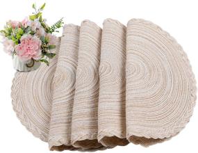 img 3 attached to 🍽️ Homing Round Placemats Set: Woven Heat Resistant Anti-Slid Cotton Mats for Dining Table - 14 Inch, Easy to Care, Mixed Color, Beige