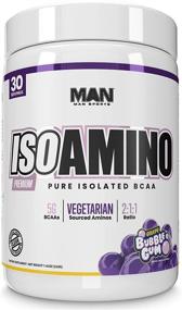 img 4 attached to 🍇 Man Sports ISO Amino Pure BCAA Порошок - 210г - Натуральные ингредиенты - Формирование сухой мышцы и потеря жира - Вкус виноградной жвачки - 30 порций