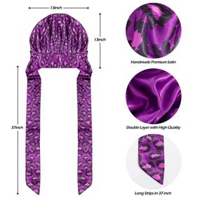 img 1 attached to 🎀 Satin Bonnet for Hair Wrapping and Sleep: Curly Hair Protection, Purple