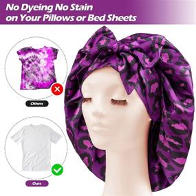 img 3 attached to 🎀 Satin Bonnet for Hair Wrapping and Sleep: Curly Hair Protection, Purple