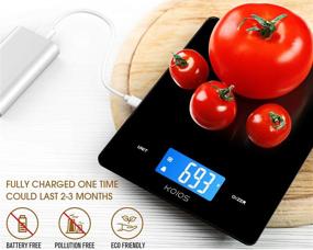 img 3 attached to 🍲 KOIOS Kitchen Scale, 11lb Digital Food Scale Weight Grams and Ounces (USB Rechargeable), 0.04oz/1g Accurate Graduation for Cooking Baking, 6 Weight Units, Easy to Clean Waterproof Tempered Glass, Black