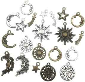 img 4 attached to 🌙 Youdiyla 80pcs Celestial Mixed Sun Moon Star Charms: Wholesale Bulk Lots for Necklace Bracelet Jewelry Making (HM81)