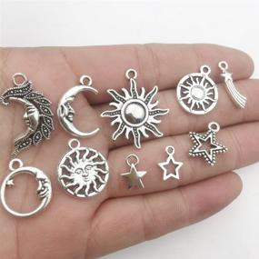 img 2 attached to 🌙 Youdiyla 80pcs Celestial Mixed Sun Moon Star Charms: Wholesale Bulk Lots for Necklace Bracelet Jewelry Making (HM81)