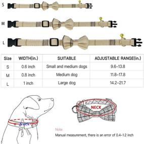 img 3 attached to 🐶 KUDES Plaid Dog Collar with Bow - 2 Pack/Set Adjustable & Cute Bow Tie Collars for Male Dogs - Beige & Brown