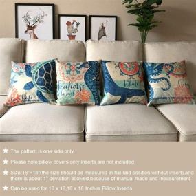 img 3 attached to 🌊 ULOVE LOVE YOURSELF Coastal Theme Pillow Case Set - Mediterranean Style Cotton Linen Decorative Throw Cushion Cover - 18 X 18 Inch - 4 Pack Nautical Pillow Covers (Sea Theme-2)