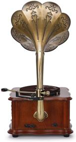 img 1 attached to 🎵 Wooden Gramophone Phonograph Turntable Vinyl Record Player Stereo Speakers System FM AUX USB Output Bluetooth 4.2 - High-Performance SEO