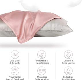 img 3 attached to 🌙 YANXUAN Natural Silk Pillowcase and Eye Mask Set - 100% Grade 6A Mulberry Silk Envelope Pillow Cover, Grey, 20x26inches, Standard Size