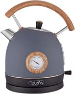 🔌 talafa retro electric kettle 1.7l with thermometer, auto shut-off, stainless steel, anti-scald handle логотип