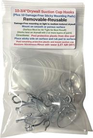 img 2 attached to Mini Small Pennsylvania-Suction Cup Hooks for Windows 3/4-inch Diameter + 10 Drywall Sticky Pads | Holds up to 1/2 lb | Damage-Free, Removable & Reusable