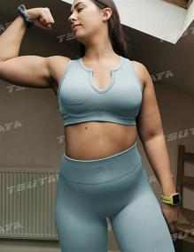 img 2 attached to TSUTAYA Seamless Workout Shorts Outfits Sports & Fitness