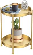 🌟 stylish gold metal 2 tier tray round side table – perfect for small spaces, sofa, and tea time in living room logo